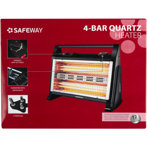 Safeway 4 Bar Heater With Humidifier Black