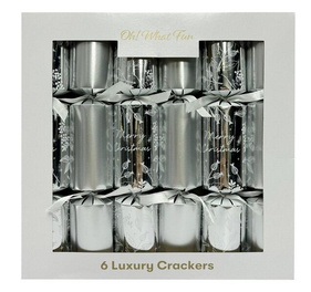 Oh What Fun Christmas Luxury Crackers 30cm 6's Silver