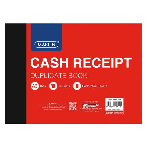 Marlin Duplicate A6 Books Cash Receipt