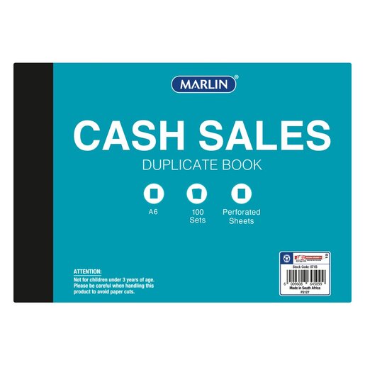 Marlin A6 Cash Sales Duplicate Book