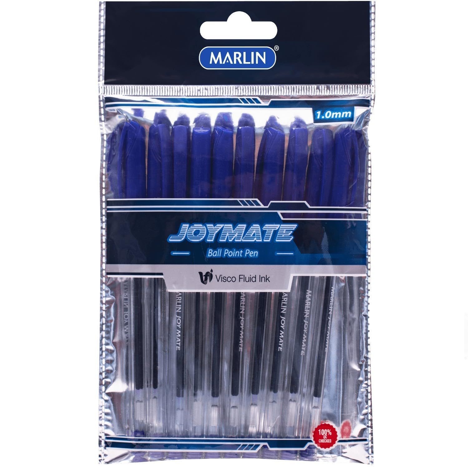 Marlin Joymate Transparent Medium Point Pen 10-Piece Blue Set