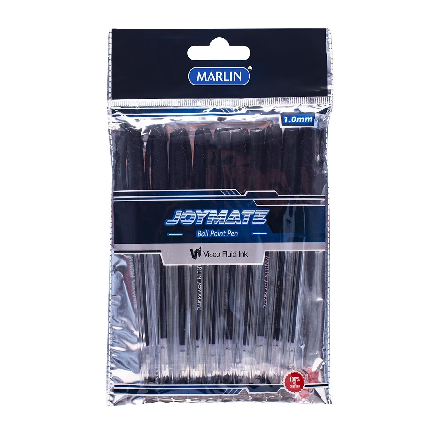 Marlin Joymate Transparent Medium Point Pen 10-Piece Black Set