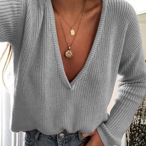 Deep V long sleeve sweater