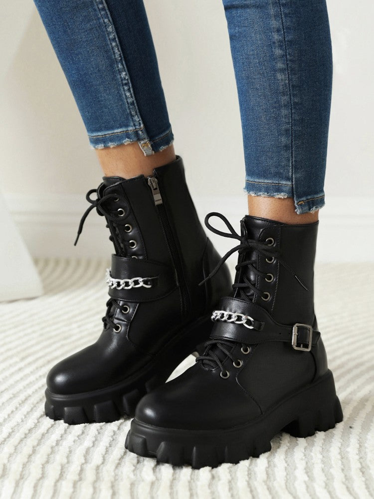 Women's short boots platform High Heel Block Heel Ankle boots