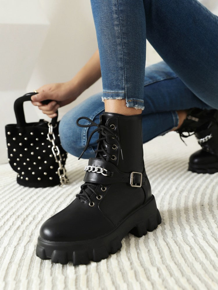 Women's short boots platform High Heel Block Heel Ankle boots