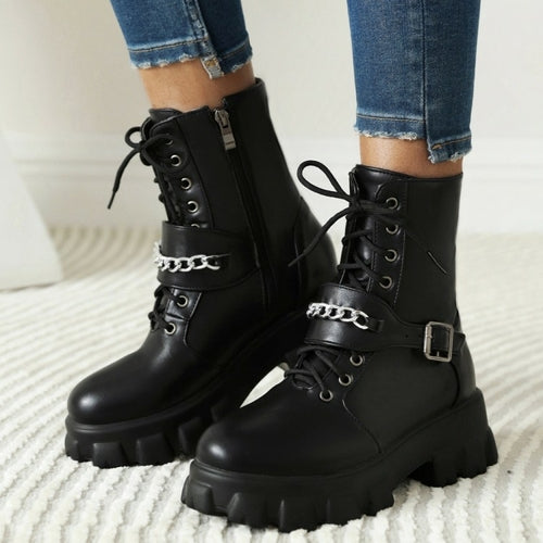 Women's short boots platform High Heel Block Heel Ankle boots