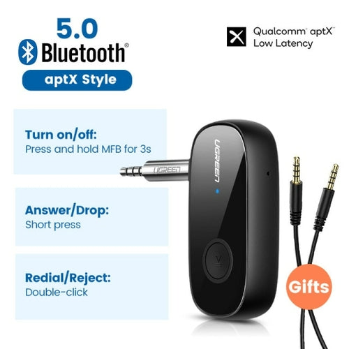 UGREEN Bluetooth RCA Receiver 5.1 aptX HD 3.5mm Jack Aux Wireless Adapter  Music for TV Car 2RCA Bluetooth 5.0 Audio Receiver Color: aptX with 2RCA  Line