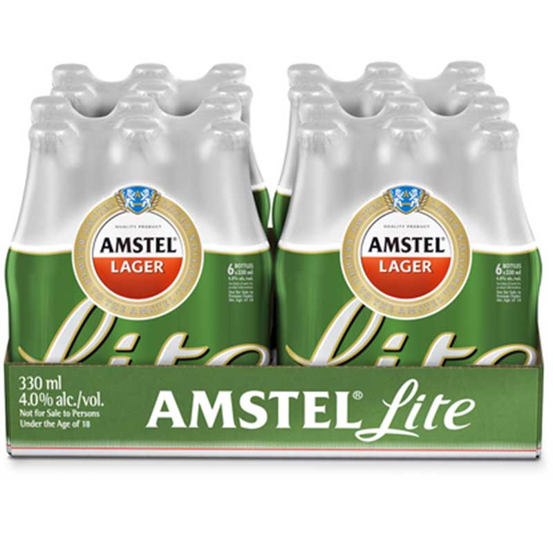 Amstel Lager Lite Beer Bottle 24 x 330ml