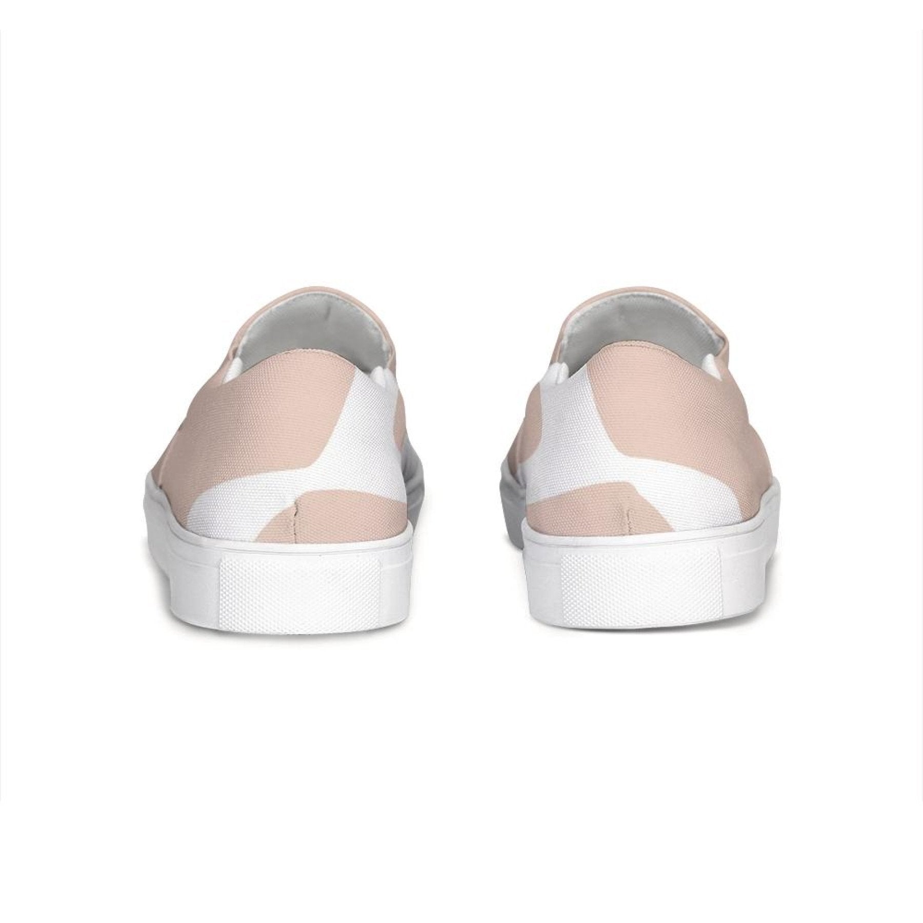 Womens Sneakers, Peach & White Low Top Slip-On Canvas Shoes